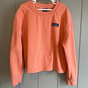 Patagonia Crewneck Sweatshirt Girls M Coral Orange Organic Cotton Pullover